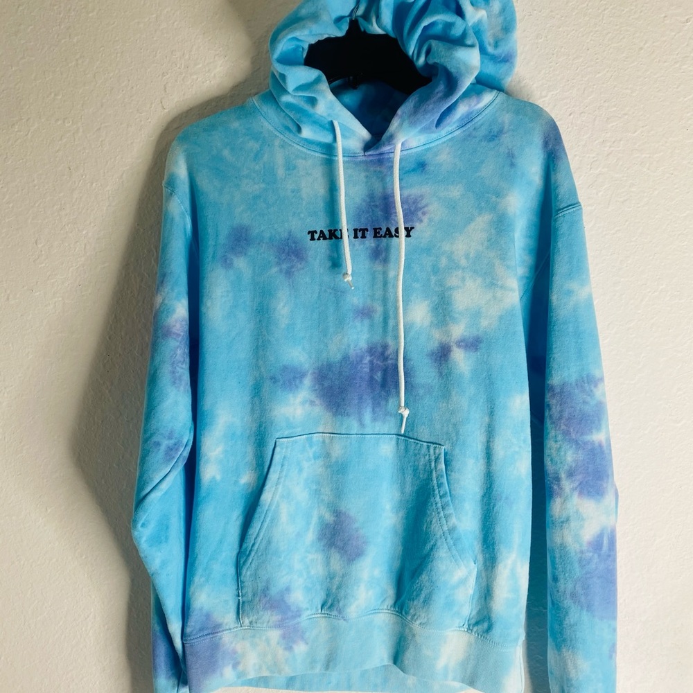 New Tie Dye Blue Hoddie | size:small | oversized